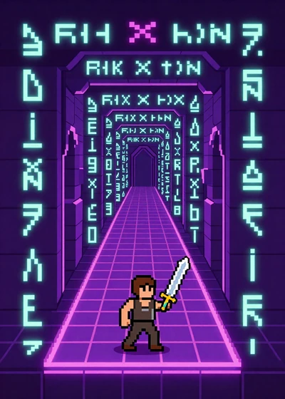 Night Circuit - retro pixel art roguelike with synthwave aesthetic and glowing rune-filled corridors