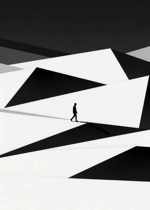 The Quiet Between - minimalist indie narrative game with surreal monochromatic geometric desert landscape