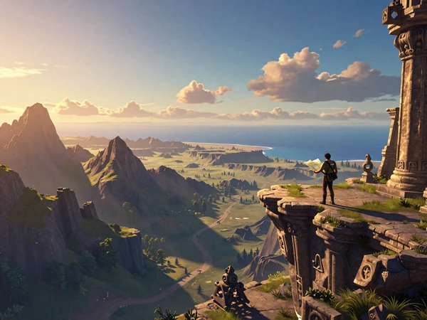 Maps Made for Wandering collection - breathtaking fantasy landscape with ancient ruins and endless horizon
